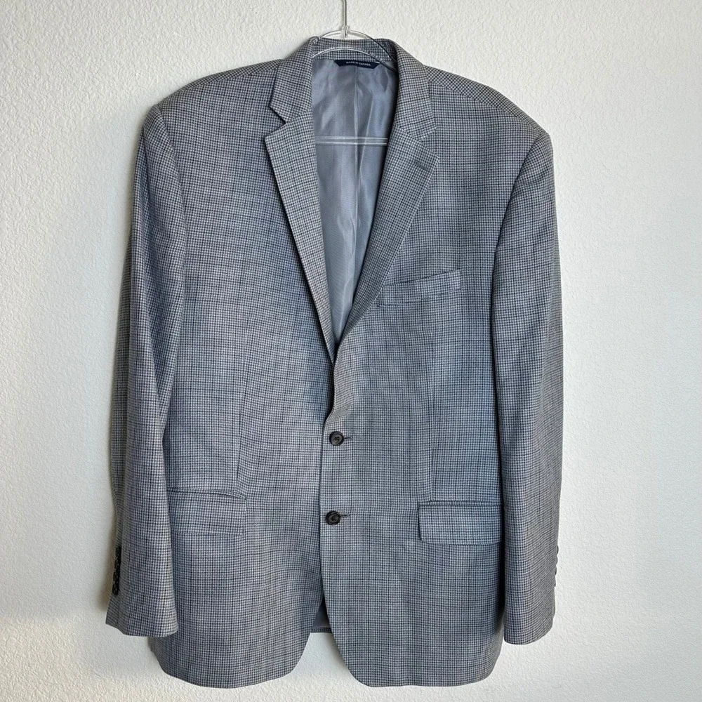 Ralph Lauren Silk Wool Houndstooth Blazer Mens 44R Blue Grey Sport‎ Coat Canada